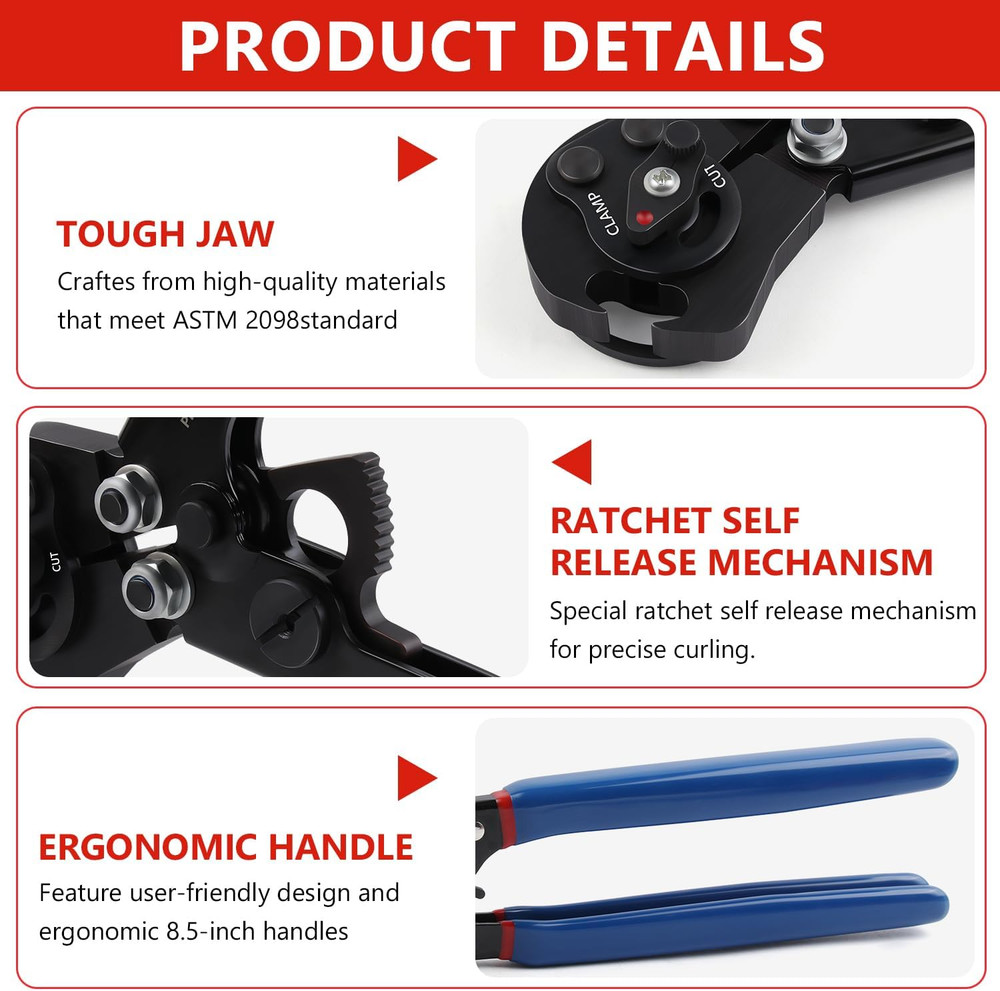 Pex Crimping Tool Kit Cinch and Remove Dual-Function Pex Crimp Tool 3/8" to 1" P