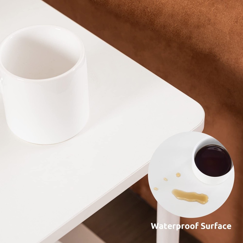 2 Tier End Table, Small Side Table with Solid Wood Legs, Boho Bedside Table w...