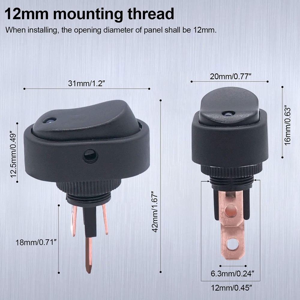 4Pcs LED Lighted Rocker Switch Toggle 12V 30A SPST 3 Pin On-Off 4-Multicolor