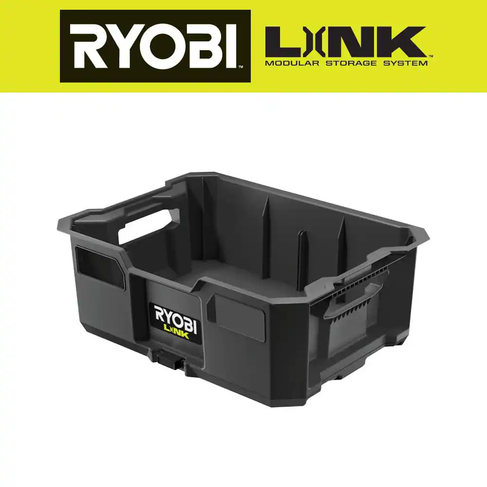 RYOBI Tool Crate LINK Stackable Storage Box 50lb Load Modular Impact Resistant
