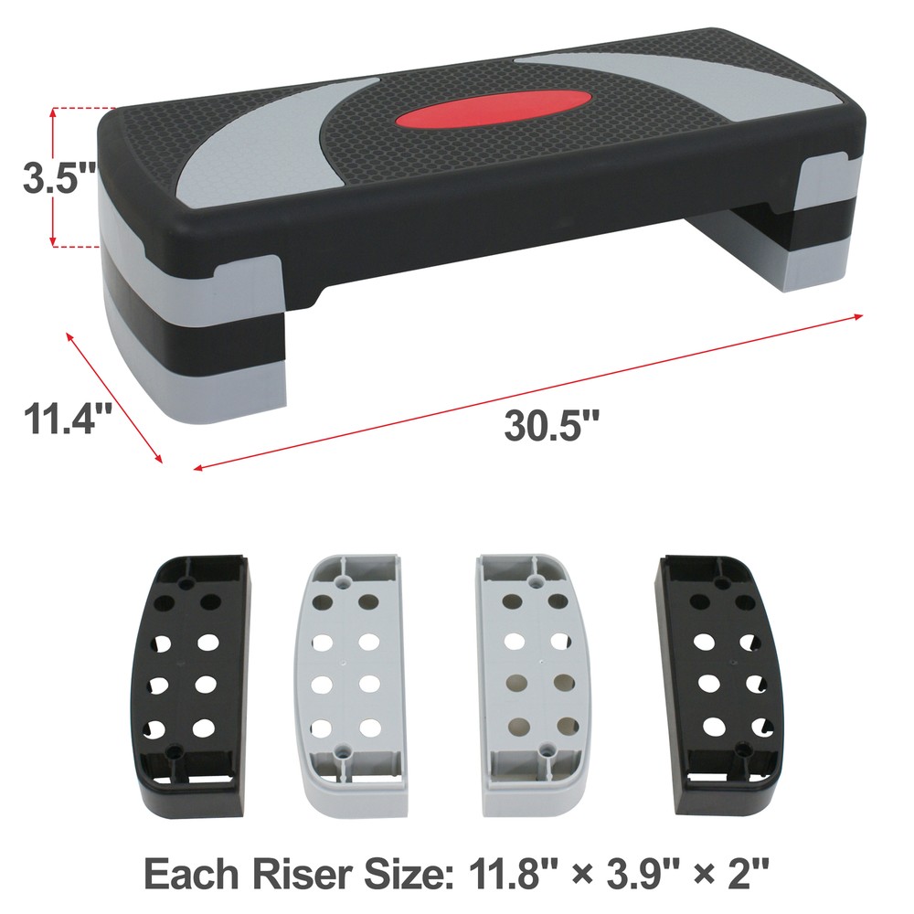 30" Aerobic Exercise Step Adjustable Aerobic Stepper Workout Step Platform