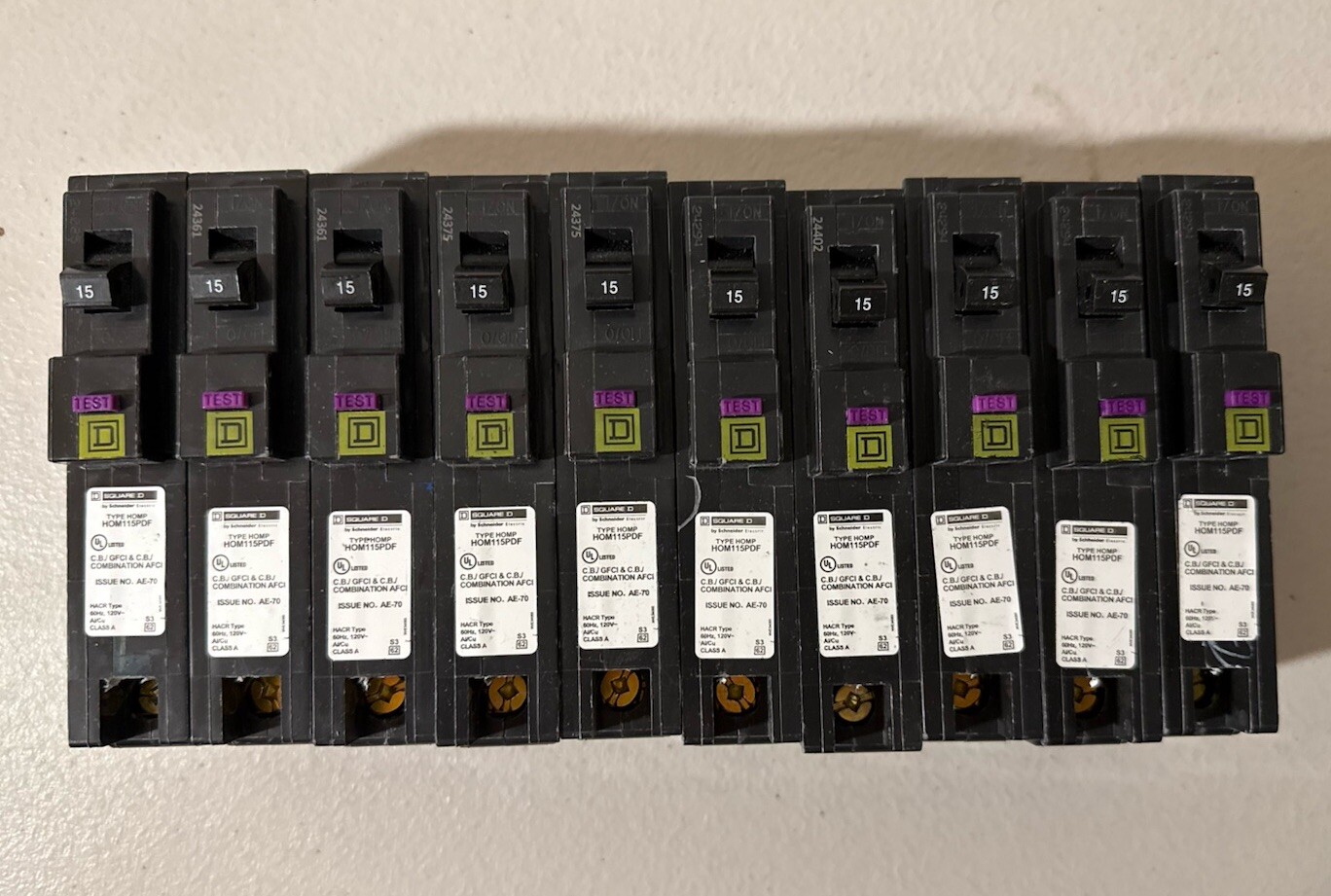 10PCS SQUARE D HOM115PDF HOM115PDFC 15A  AFCI/GFCI