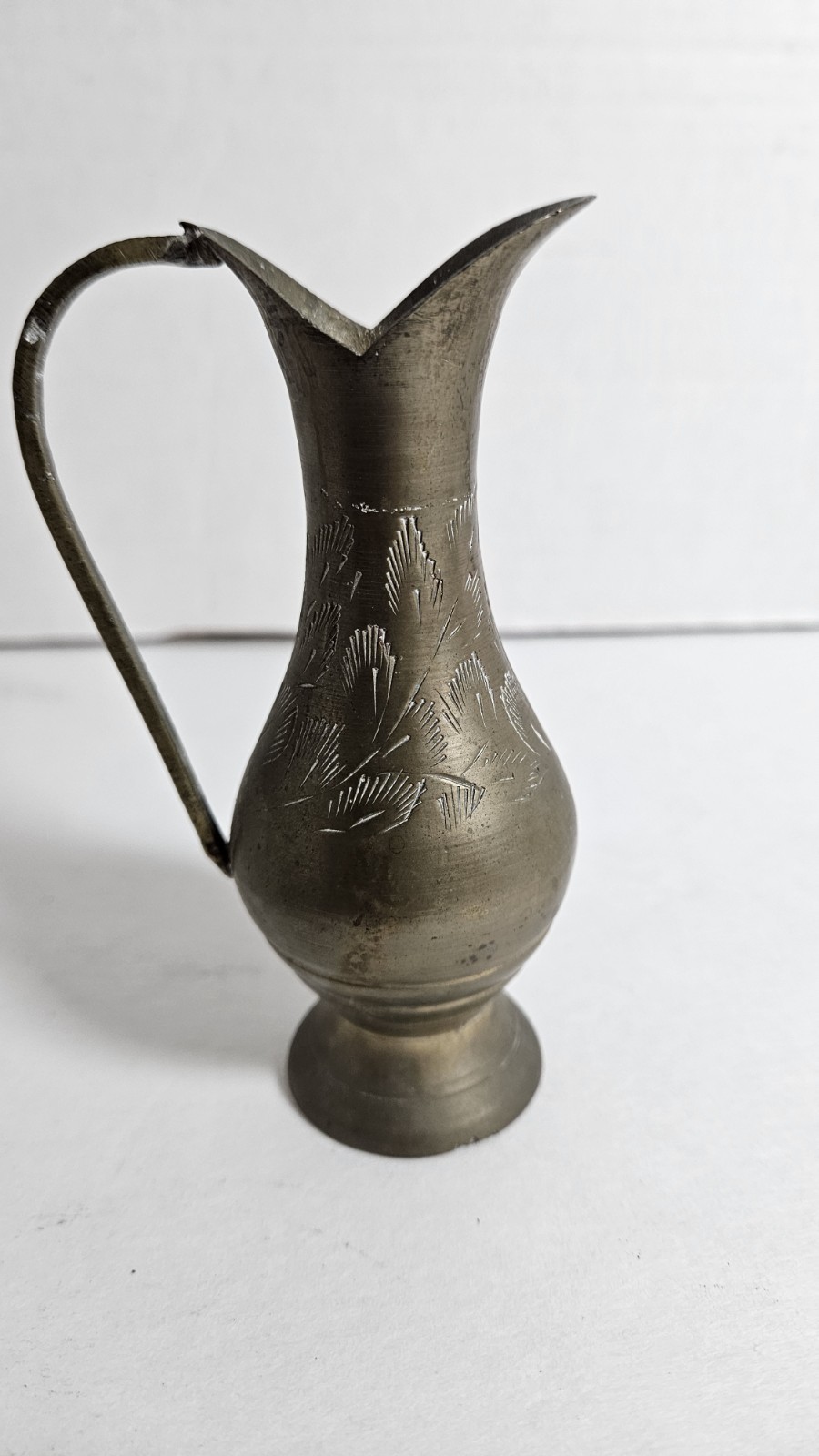 Vintage Solid Brass Pitcher with HandleItem is 4 1/2 in tall