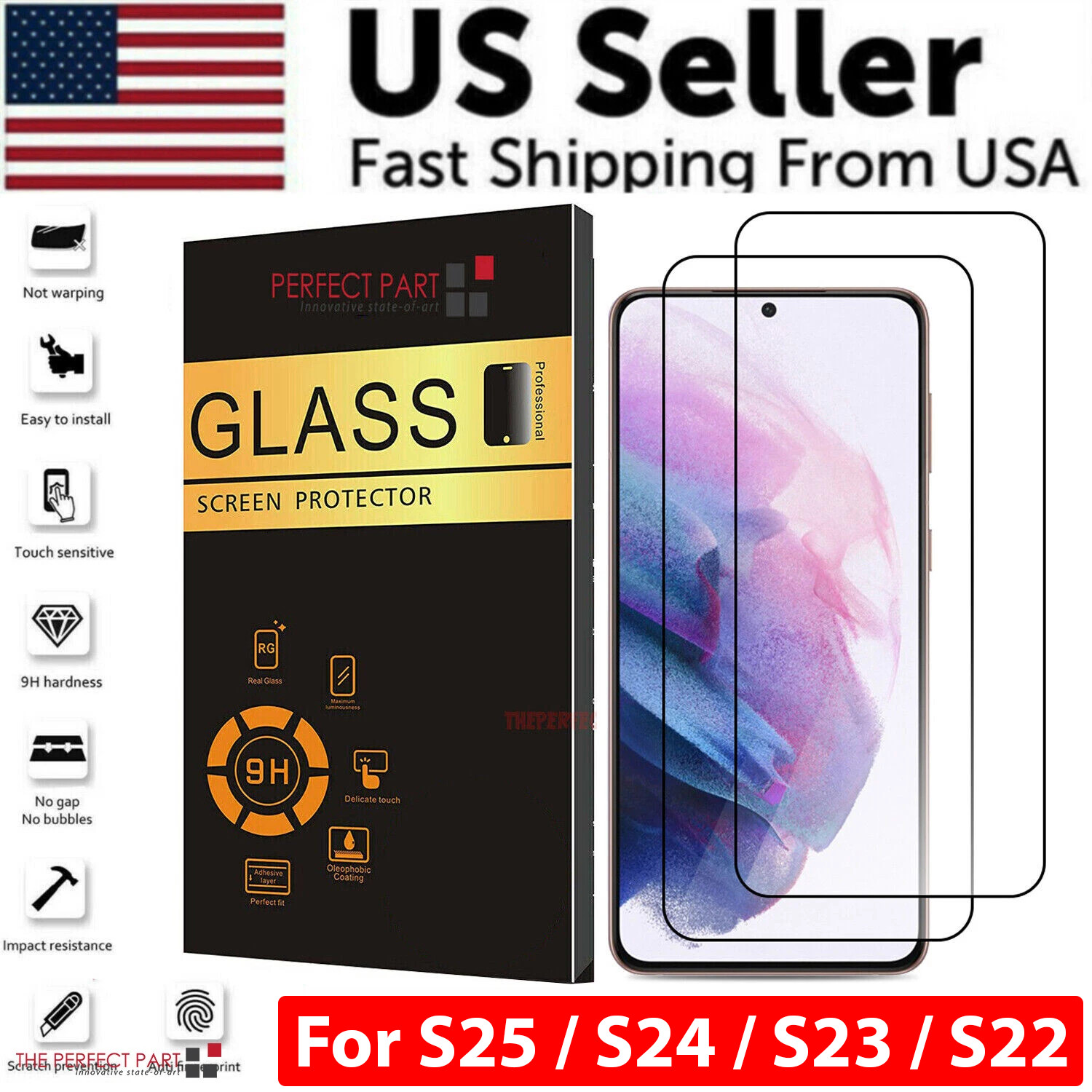 For Samsung Galaxy S25 S24 S23 S22 PLUS ULTRA Tempered Glass Screen Protector A+
