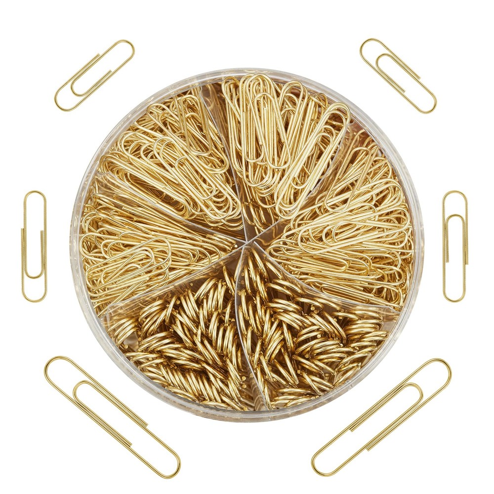 500pcs Gold Paper Clips Assorted Sizes Small, Medium and Large Paperclips for...