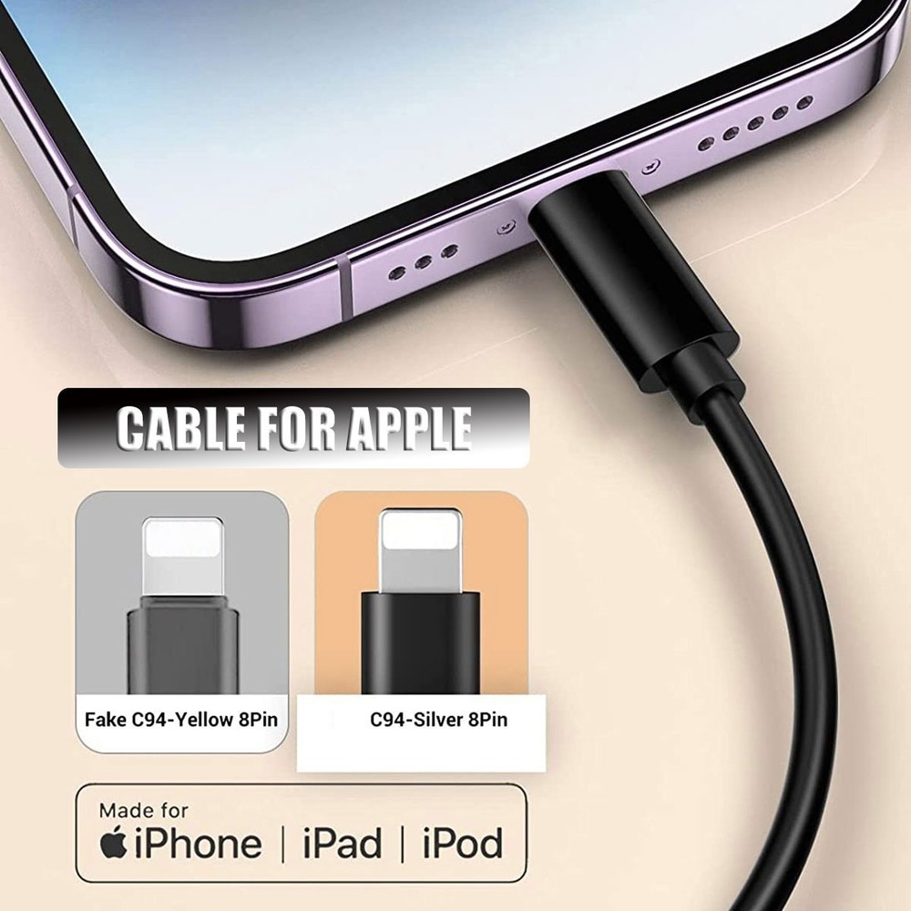 2x For iPhone For iPad 1/2/3/4 Type-C to Apple Fast Charging Data Sync Cable