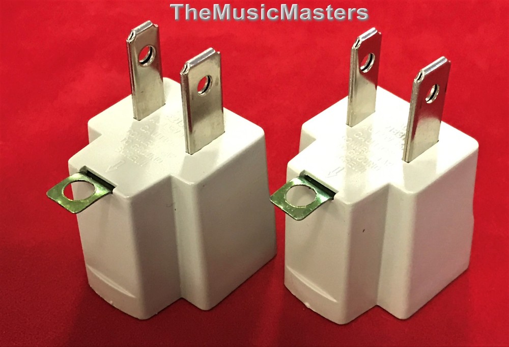 (2) Wall Plug Electrical Power GROUNDING ADAPTERS 3 Prong Socket to 2 Prong Plug