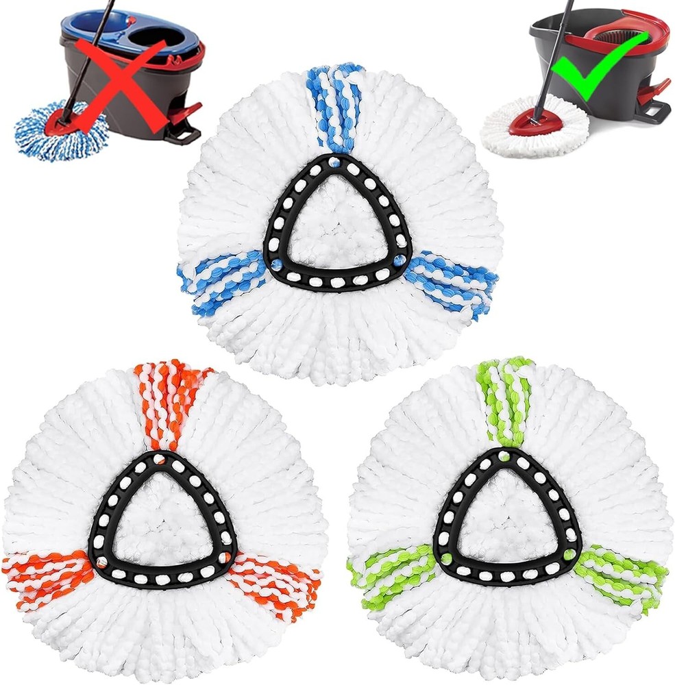 3 Pack Mop Replacement Heads Compatible with Spin Mop, Microfiber Spin Mop Head