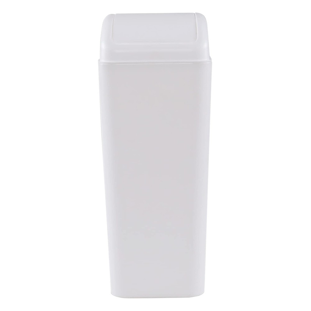 1 Pack Plastic Swing Lid Trash Can, Swing Lid Waste Bin, White