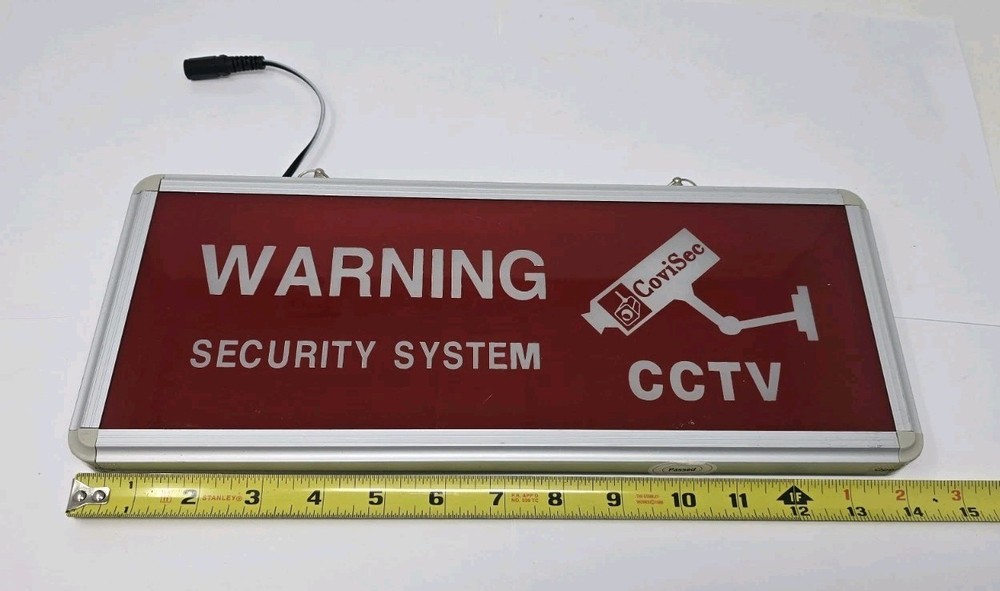 CCTV Warning Security System Lighted Security Camera Sign No Power Supply