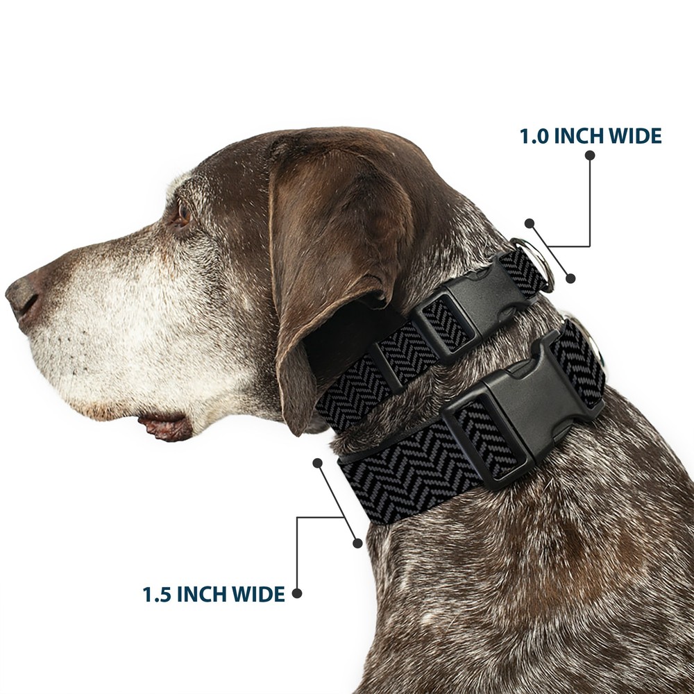 Plastic Clip Collar Herringbone Jagged Black/Gray NARROW-Medium 8.5-12"