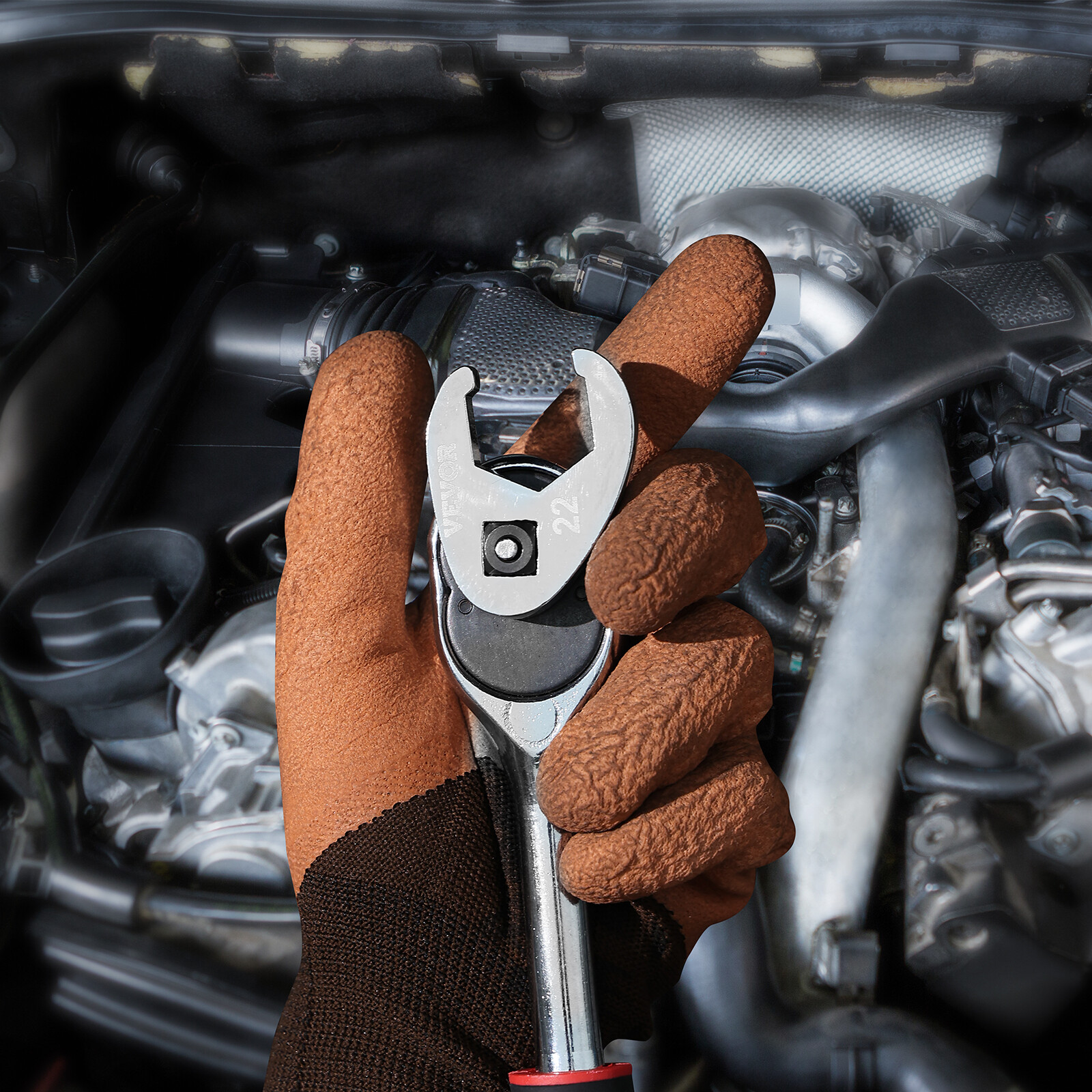 VEVOR Crowfoot Wrench Set 3/8" Drive 24-Piece Crows Foot Wrench Set SAE Metric