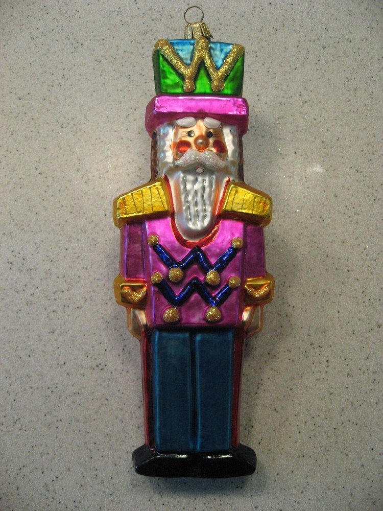 Christopher Radko Ginger Cracker Nutcracker Glass Christmas Ornament about 8.5"T