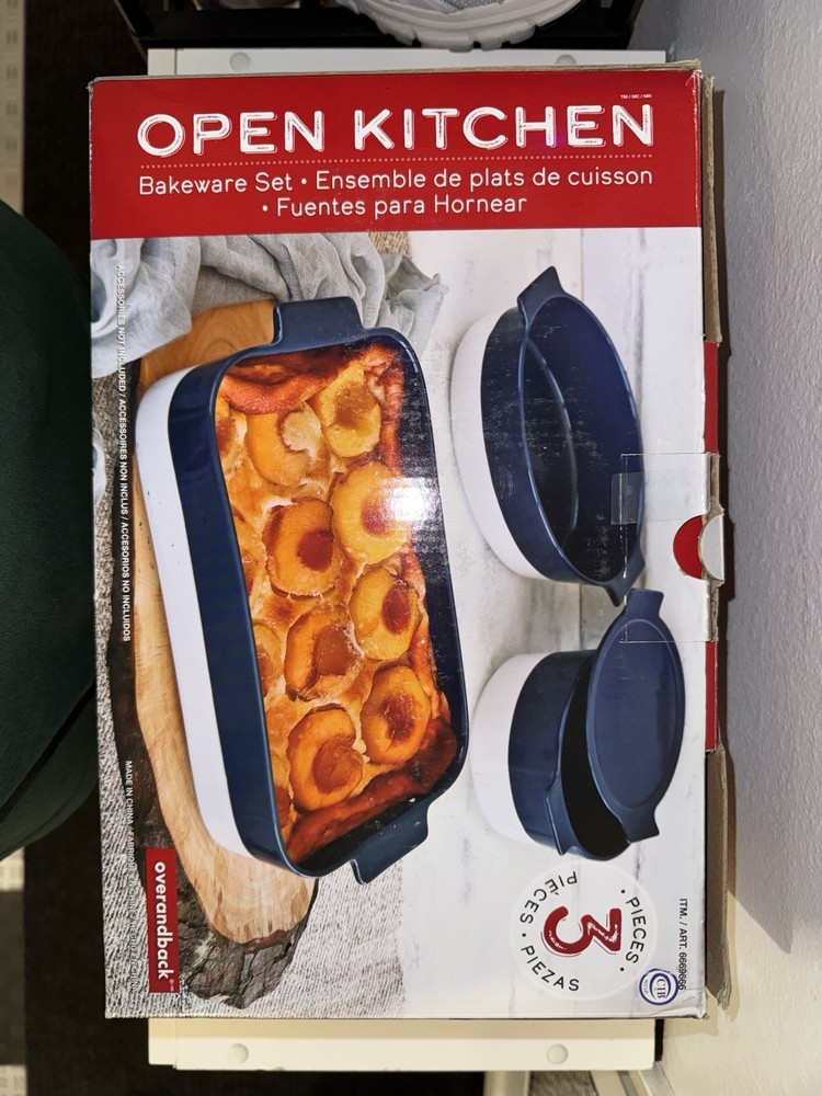 Open Kitchen 3-Piece Ceramic Bakeware Set Oven Safe 500°F Rectangular Oval Round