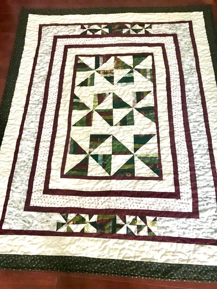Handmade Machine Stitched Quilted Throw 100%  cotton 58'' X 46''