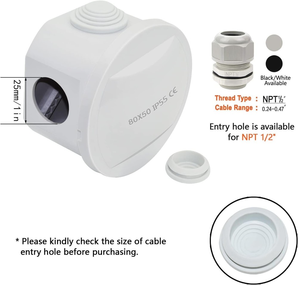 Sturdy Waterproof Junction Box, Dustproof Electrical Enclosure for All Projects