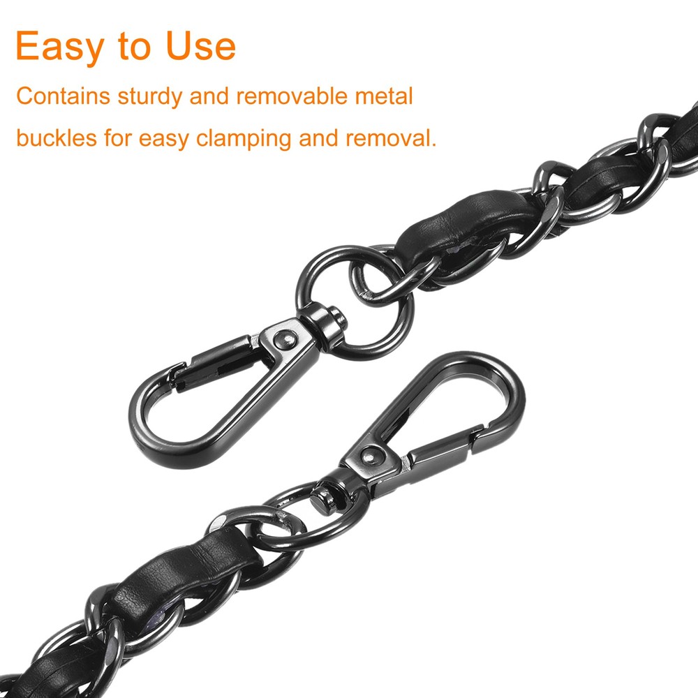 Purse Chain Strap, 24" Purse Strap Shoulder Replacement Strap, 2Pcs Black+Grey