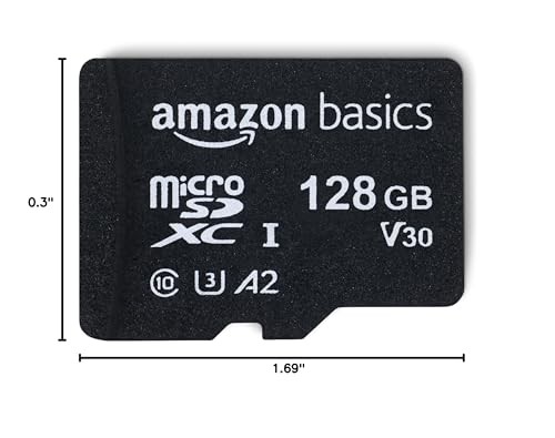 Amazon Basics microSDXC Memory Card with Full Size Adapter, A2, 128 GB, Black