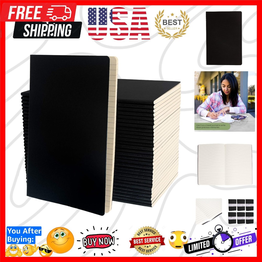 Simply Genius 30 Pack A5 Lined Notebooks - Softcover for Work, Travel & School