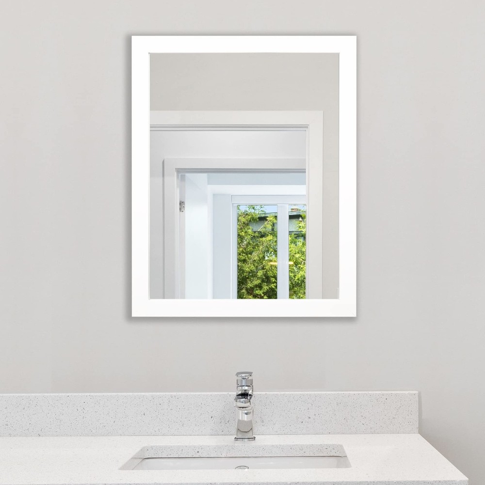 Phore Rectangular Wall Mirror White Bathroom Mirror 16" x 20" Wall Mirror for...