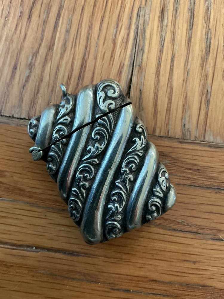 Silver plated match Vesta Case antique .