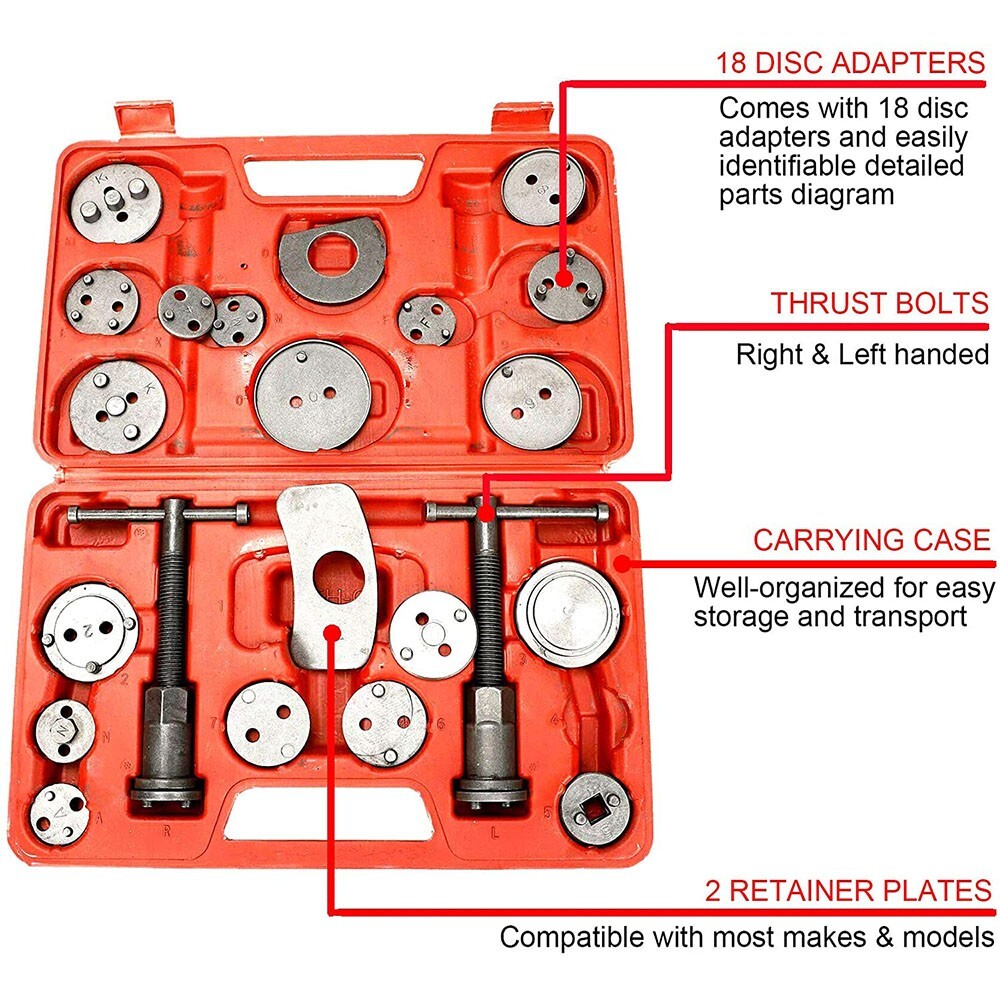 22pc Universal Disc Brake Caliper Compressor Rewind Piston Wind Back Tool Set US