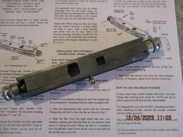 Universal Charge Bar, Mec, Texan, Model "C", Single Stage