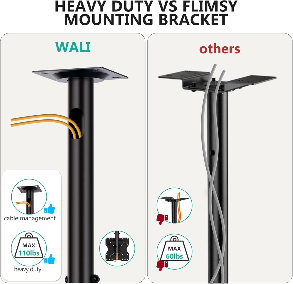TV Ceiling Mount Adjustable Bracket Fits Most LED, LCD, OLED and Plasma Flat Scr