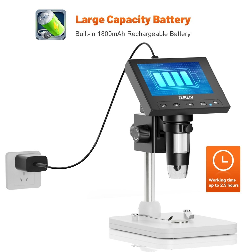 LCD Digital Coin Microscope 1000x Coin Magnifier with 8 Adjustable LED Lights