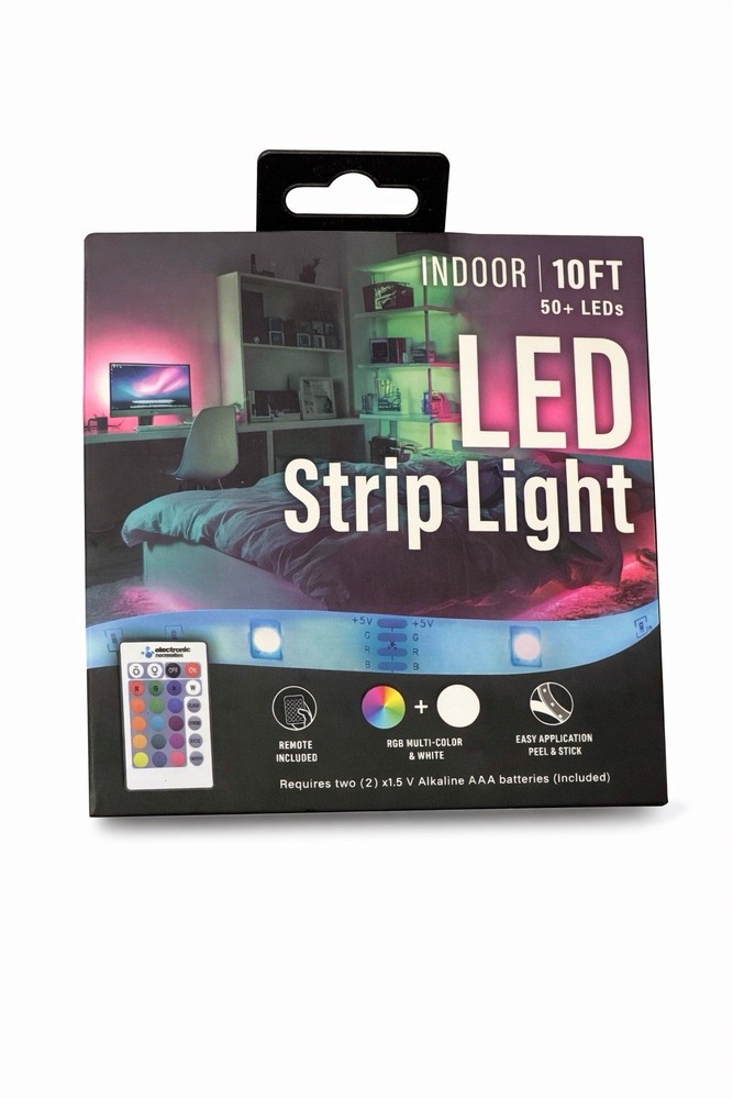 electronic necessities 10ft RGB LED Strip Light, Multicolor, Remote Control(2pk)