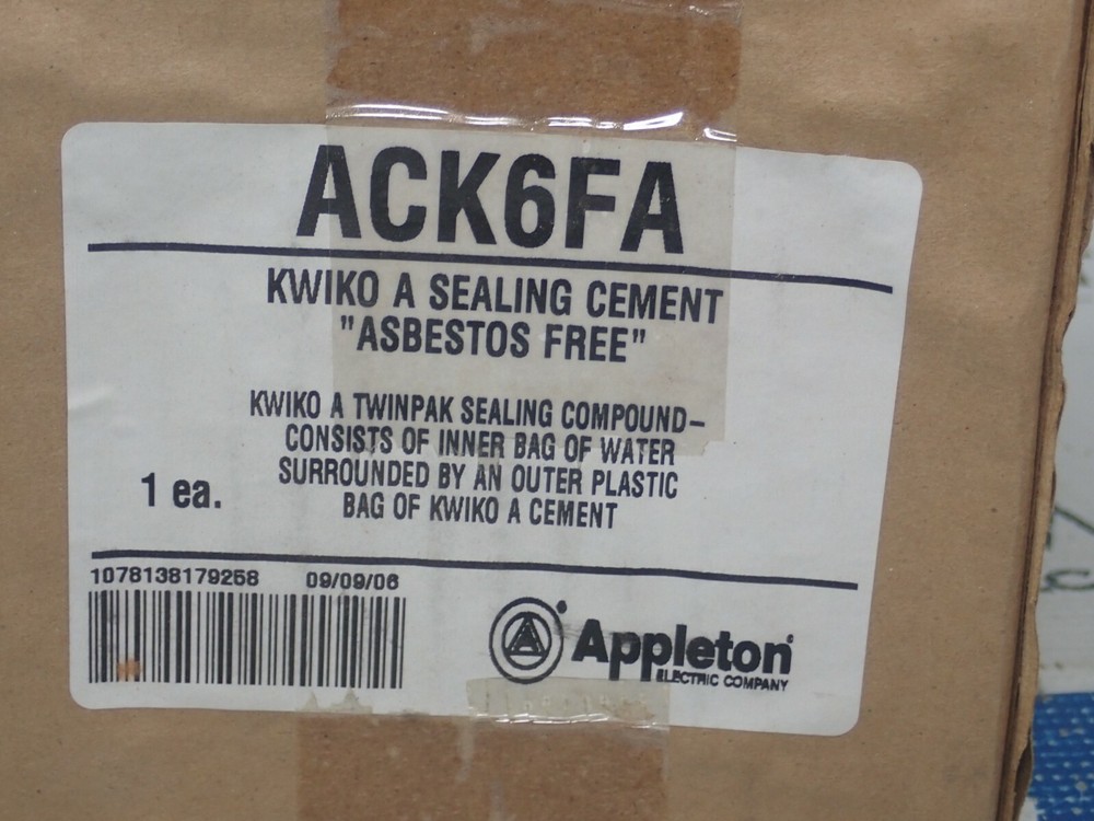 APPLETON ACK6FA KWIKO A SEALING CEMENT NEW IN BOX
