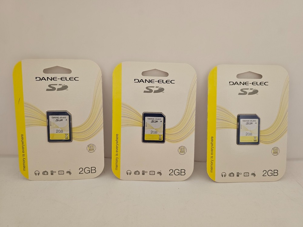 NEW 3 Pack Dane Elec 2GB SD Memory Card for Older Cameras and Electronics SD