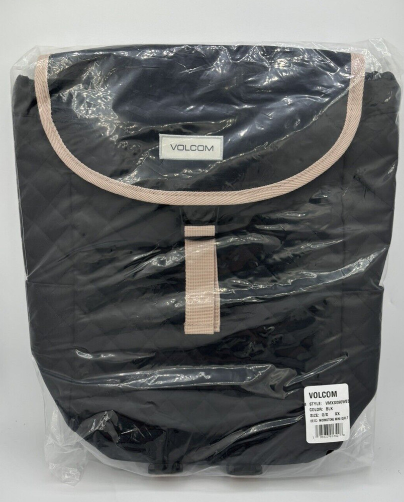 Volcom Moonstone Mini Quilt Backpack Black W/Tan Trim NWT