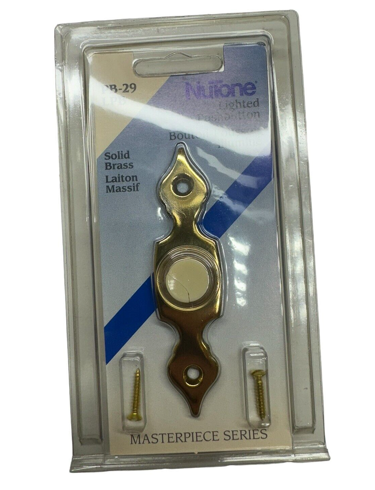 (Box of 6) NuTone PB-29LPB Pushbutton Lighted Door Bell Solid Brass Polished