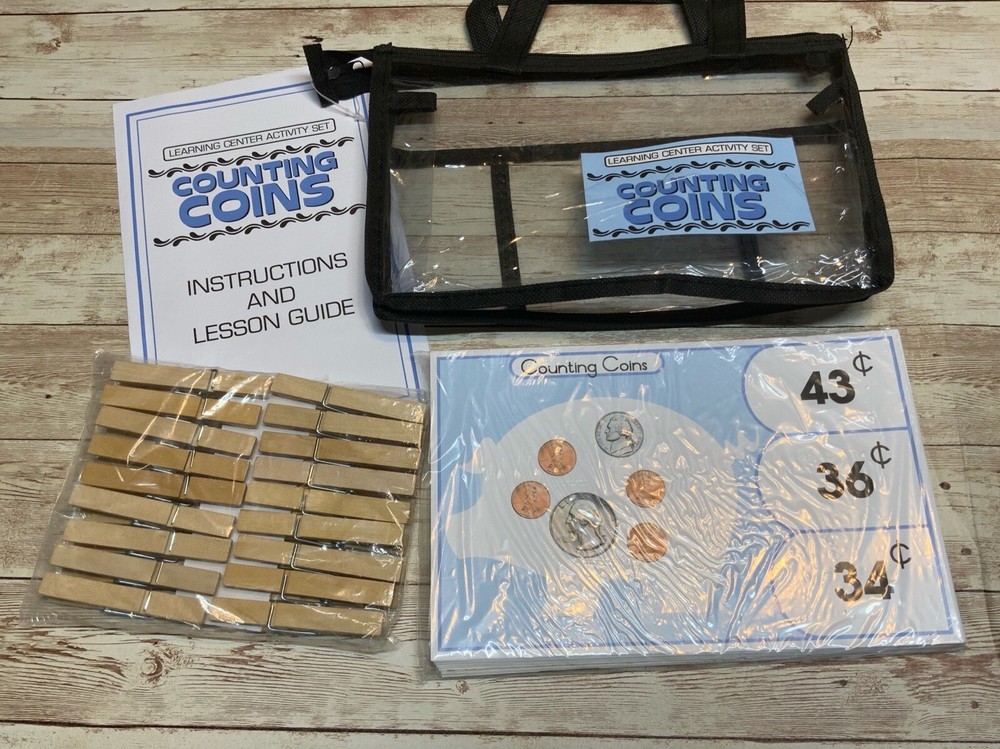 Learning Center Activity Set - Counting Coins - Clothespin Learning Center