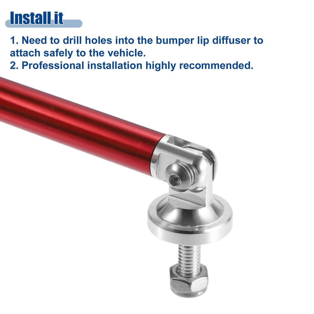 TWO 3"-4" Universal Front Bumper Lip Splitter Diffuser Strut Rod Universal Red