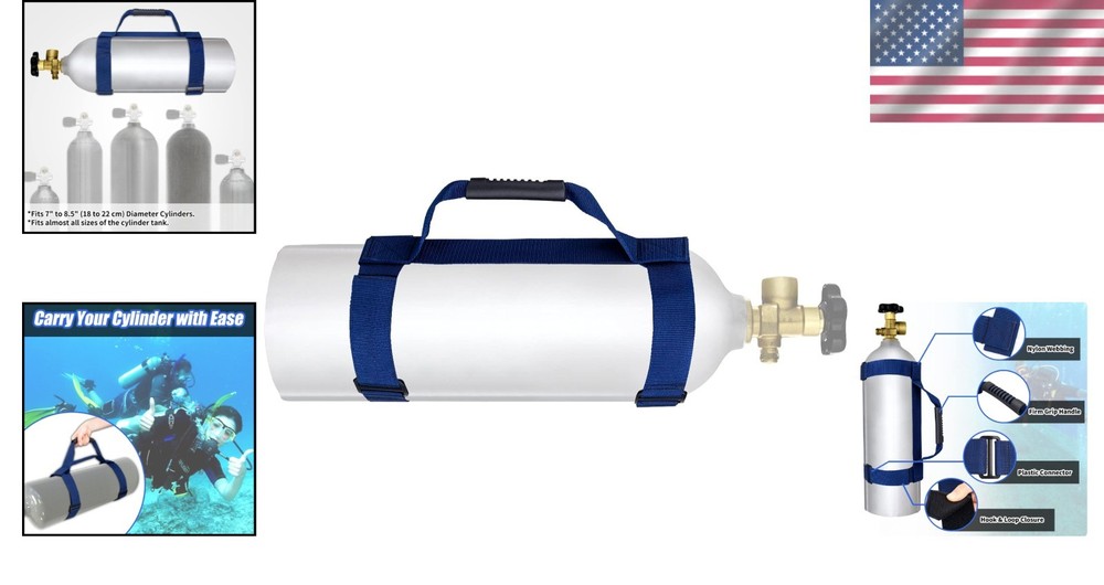 High-Strength Scuba Dive Tank Holder with Hook & Loop & Rubber Comfort Handle