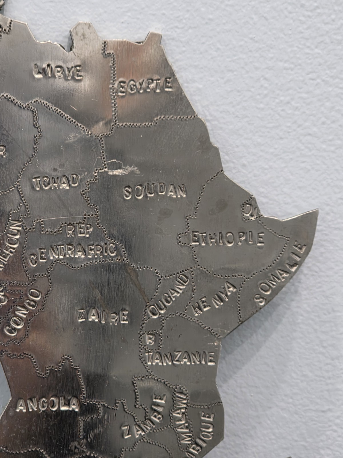 Vintage Steel Africa Map Unique Rare, Handmade, Ethnic Home Office Decor