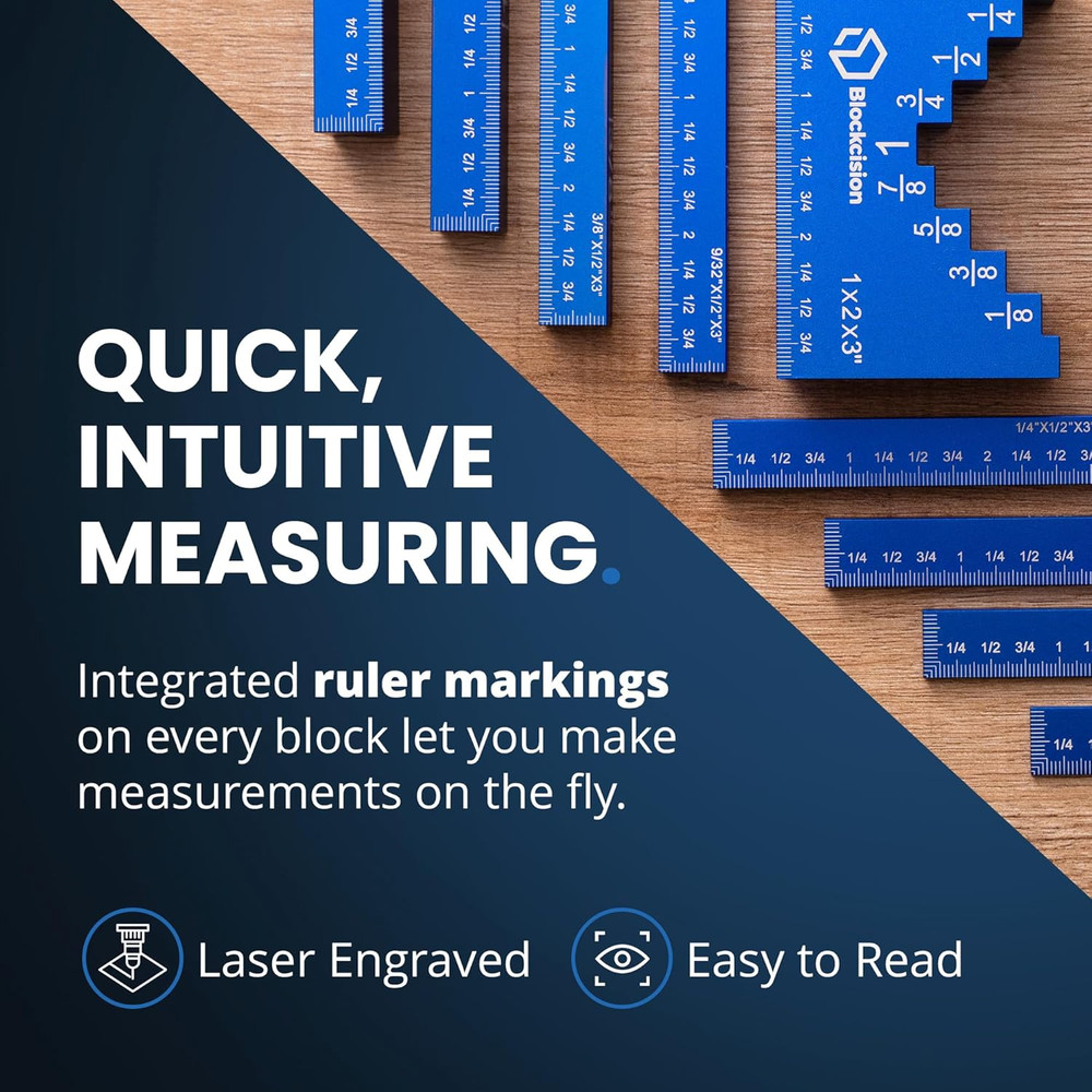 Blockcision Setup Blocks Woodworking Tools - Height Gauge Block Set with Easy Bl