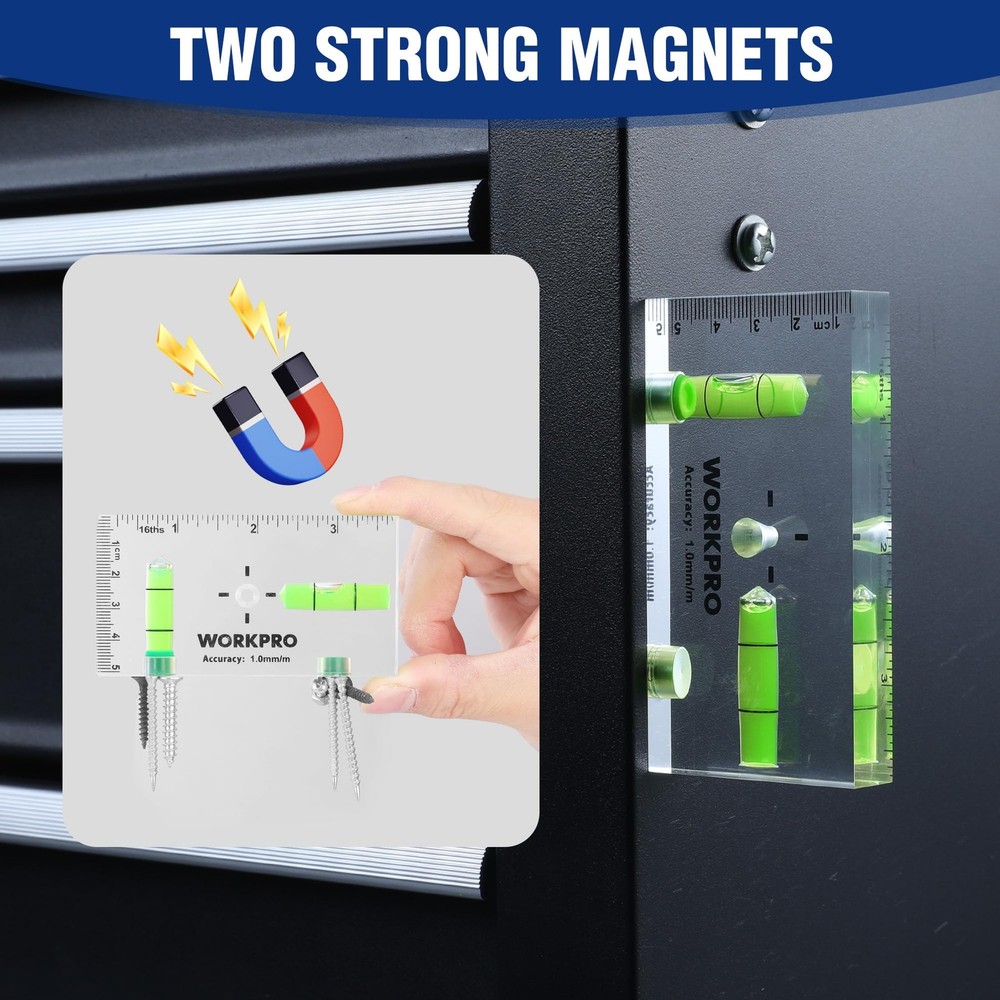 WORKPRO Small Level, 3-3/4 Inch Mini Level Tool, Inch, Transparent