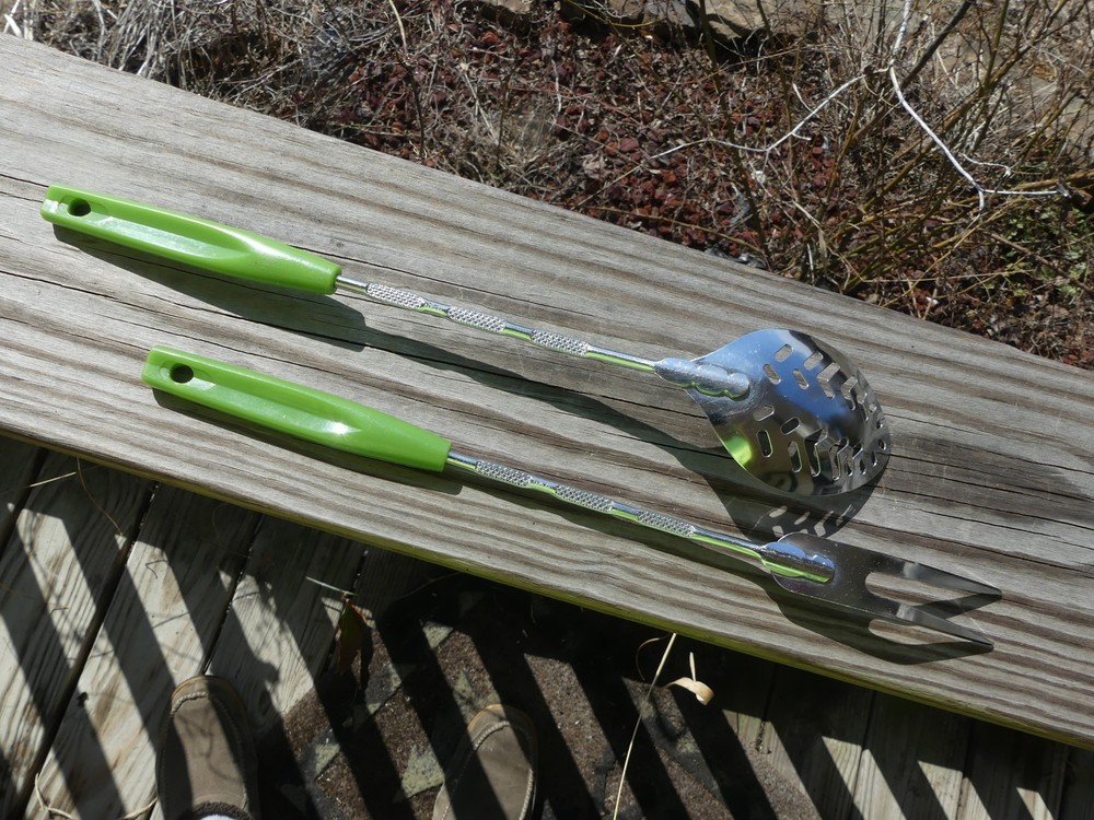 Vintage Slotted Spoon and Fork Pair Kitchen Tools