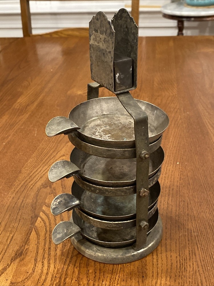 Antique Benedict Tabard Silverplate 4 Tier Ash Tray Caddy Stand Matches Holder