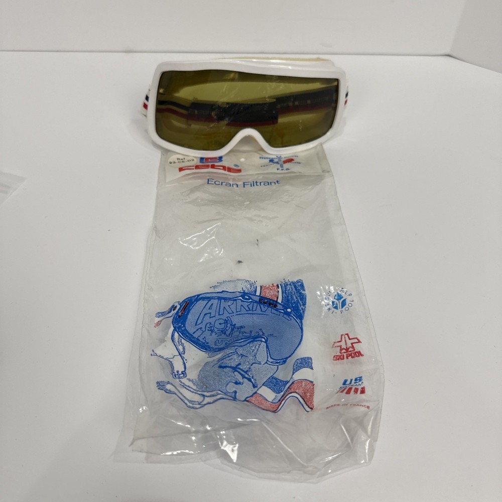 Vintage CEBE US Ski Team Goggles Snowboard White Frames