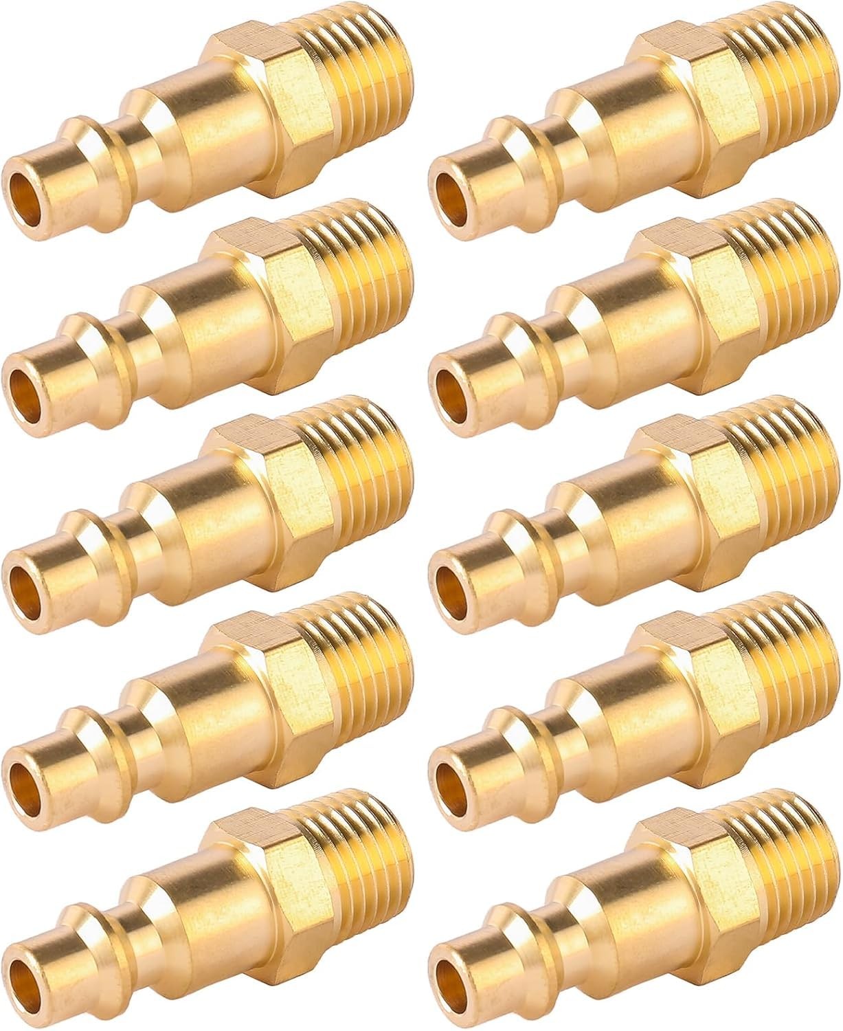 10 Pack Brass Air Hose Fittings â€“ 1/4" NPT Male Quick Connect Couplers & Plugs