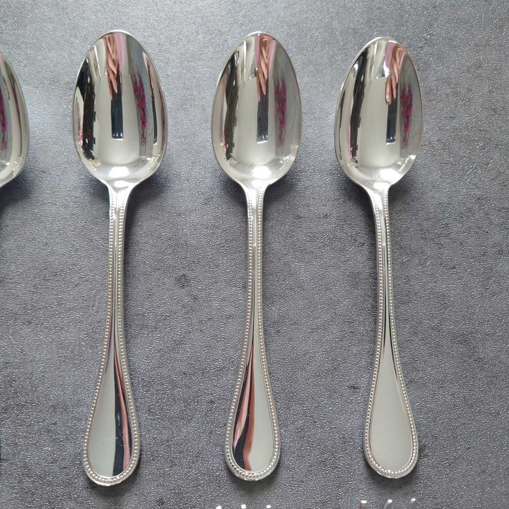 Christofle Perles 12pcs Silverplate Flatware Cake Fork Coffee Spoon Excellent