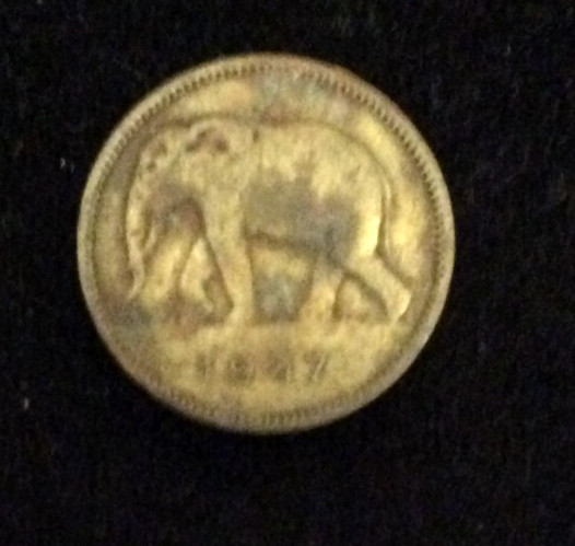 Beligan Congo Elephant Walking  2 franc 1947