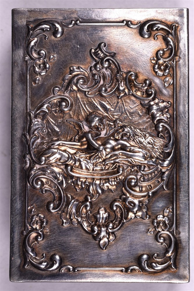Sterling Cherub Match Box Cover Victorian Repousse