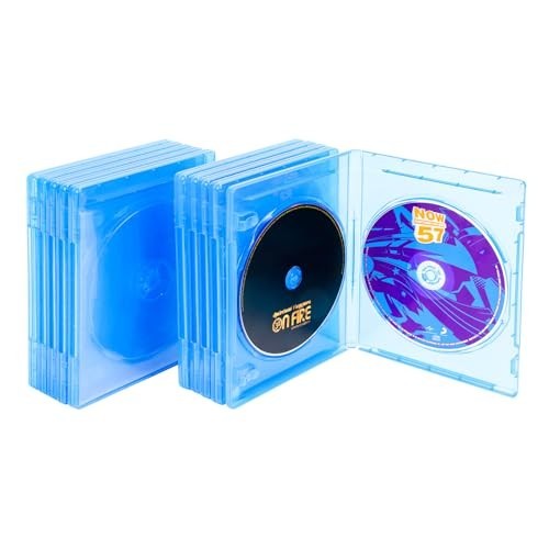 10 Pack Double 2-Disc Blu-Ray Cases, Multi-Disc Holder, Blue Transparent, 10mm