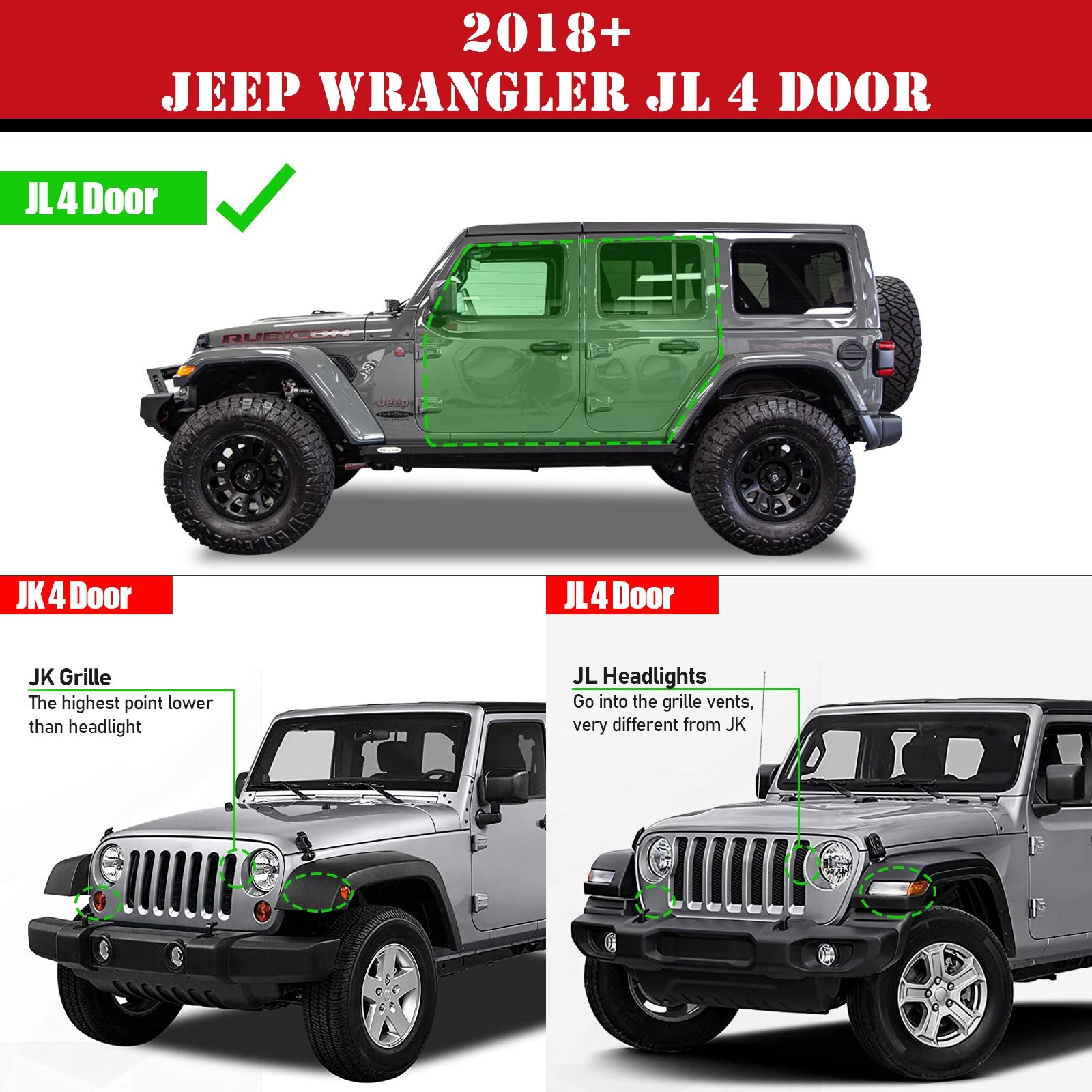 2-Stairs Running Boards For 2018-2026 Jeep Wrangler JL 4 Door Drop 6" Side Step