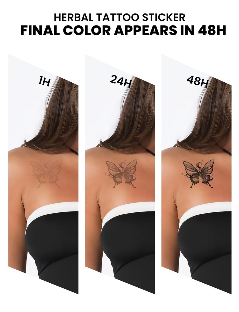 Semi Permanent Tattoos, 2 Sheets Realistic Black Small, Beautiful Tiny Henna